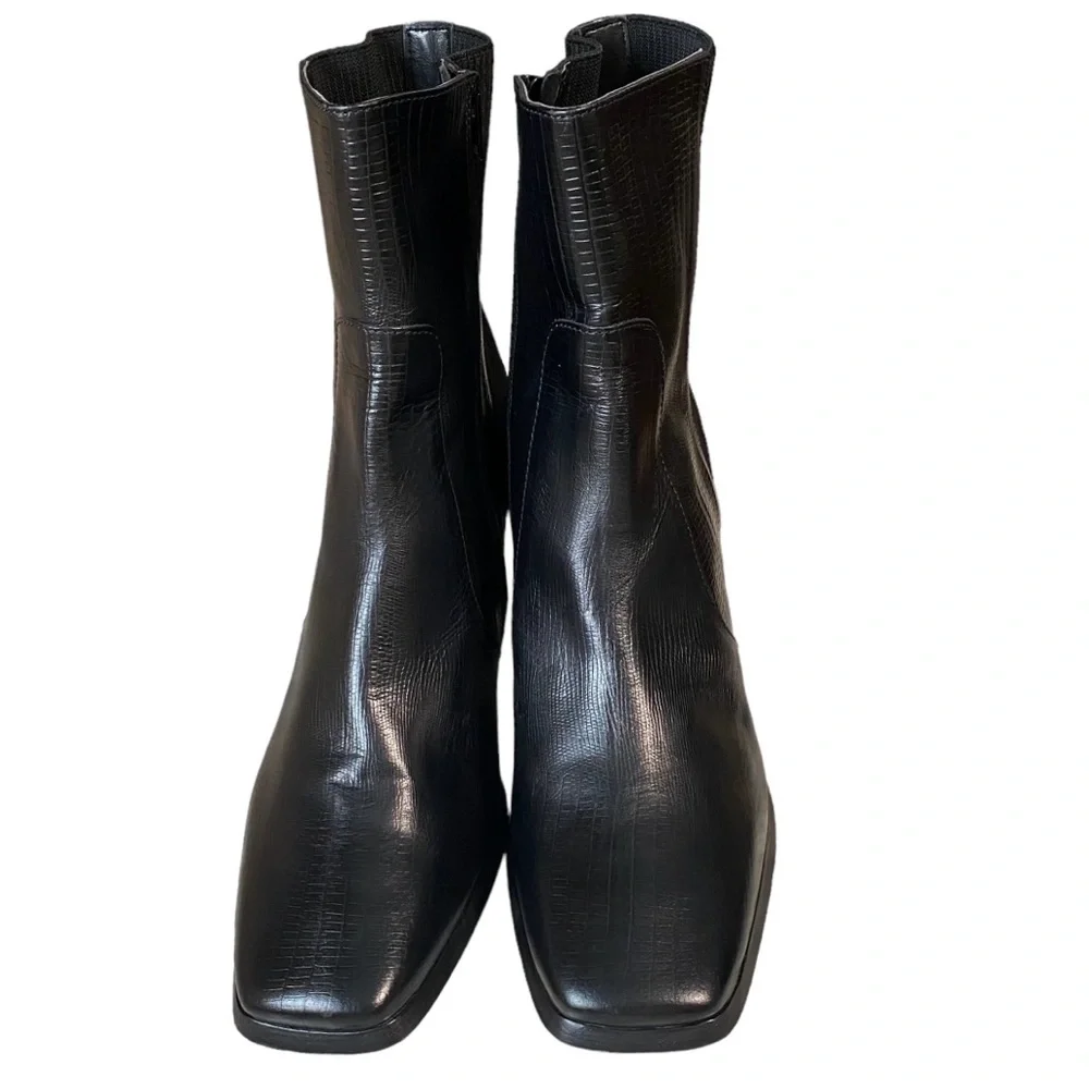 Andre Assous Venice Boot Lizard Embossed Block Heel Zip Boots
